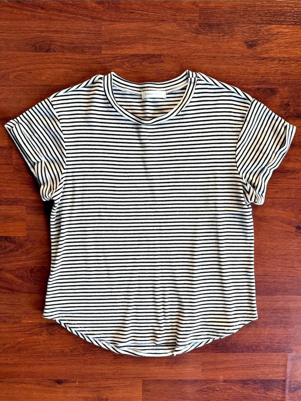 Bohme Striped Short Sleeve Top in Black & White